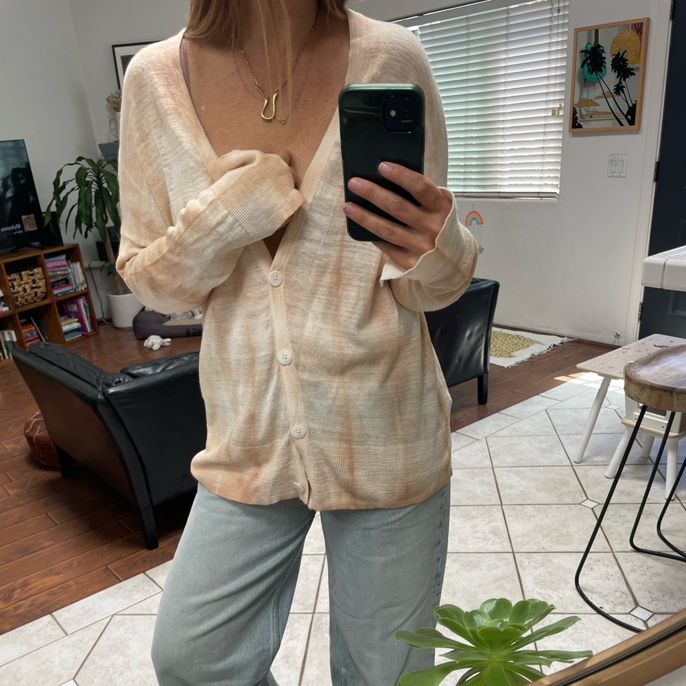 Hand (natural avocado dye) Tie Dyed Linen Cardigan